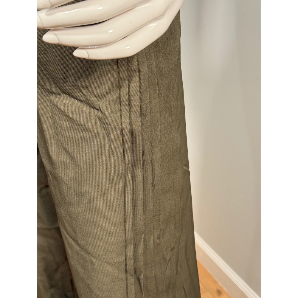 Commense Wide Leg Pleated ArmyGreen Trousers High Waist Palazzo Pants size S - Picture 10 of 15
